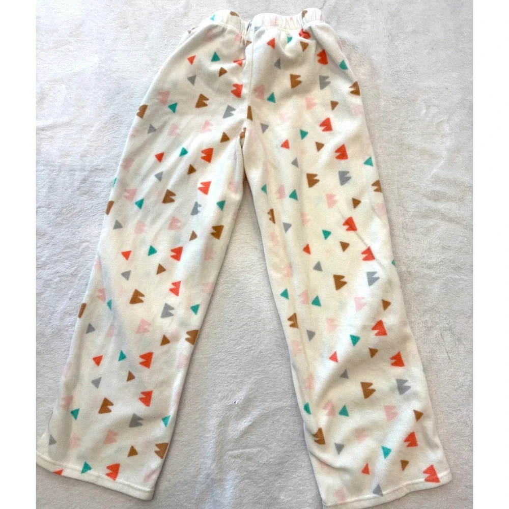 Eddie Bauer Kids Fleece Pajama Pants White Geometric‎ Triangle Print L 14/16